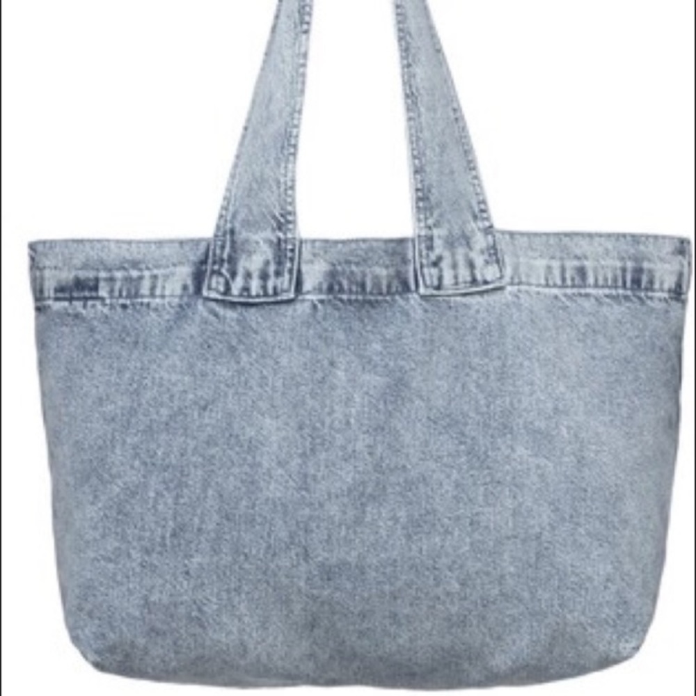 (A4) New Good American Acid Wash Denim Tote Bag Indigo200, Nwot